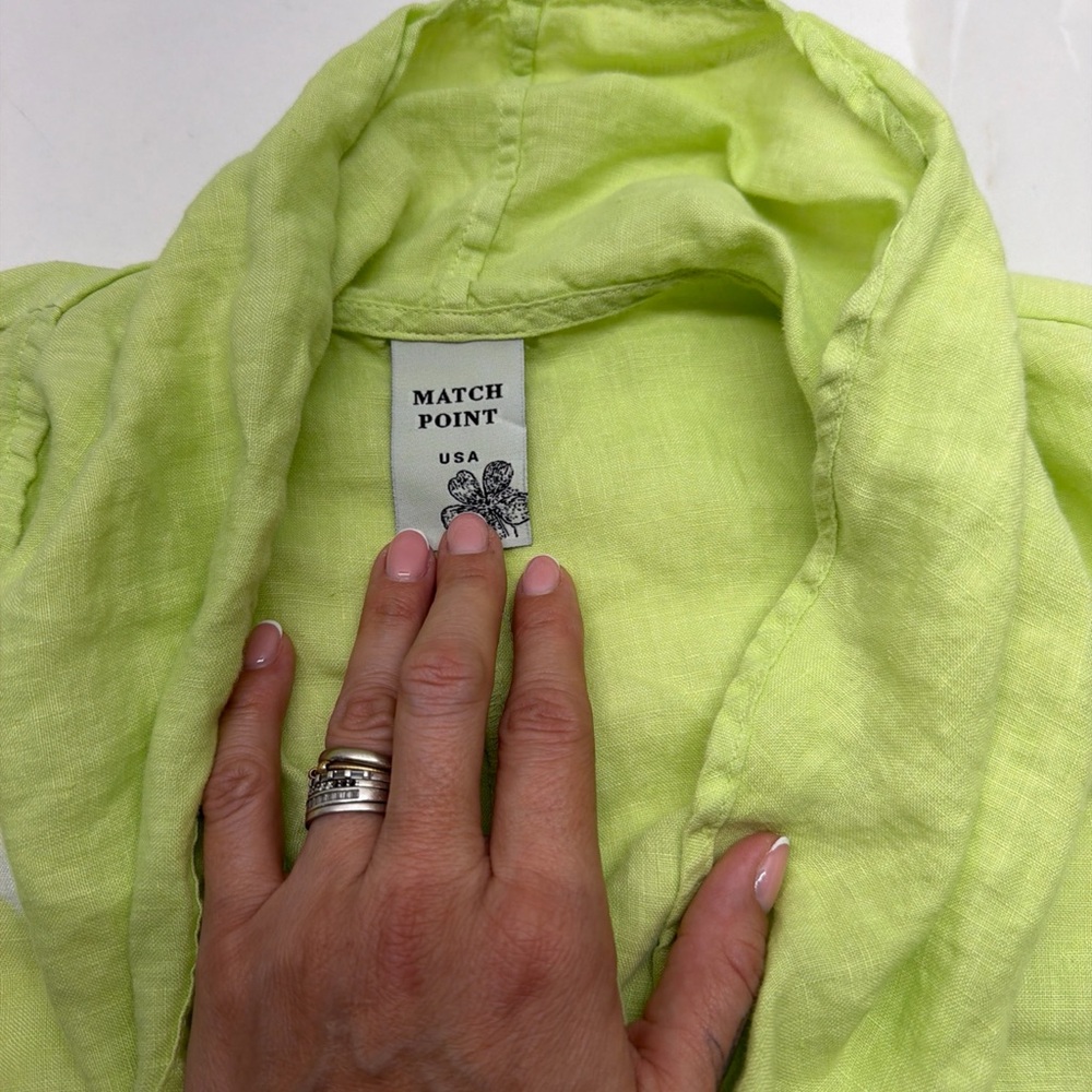 Match Point Lime Green Lightweight Button-Up Shirt - image 6